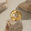 Geometric Pearl Open Ring Stainless Steel Jewelry Accessories With Electroplating For Women