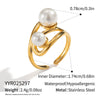 Geometric Pearl Ring For Girls Stainless Steel Electroplated Elegant Niche High End Non Fading Waterproof And Environmentally Friendly
