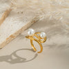 Geometric Pearl Ring For Girls Stainless Steel Electroplated Elegant Niche High End Non Fading Waterproof And Environmentally Friendly