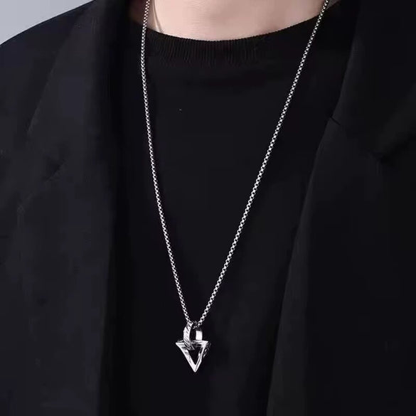 Geometric Pendant Necklace For Men And Women Zinc Alloy Sweater Chain Street Hiphop Style Fashion Accessory