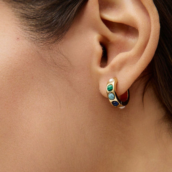 Geometric Plated Stainless Steel Hoop Earrings For Women Sophisticated Pierced Ear Jewelry