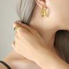 Geometric Pleated Texture 316L Stainless Steel Gold Plated Earrings For Women