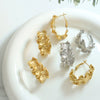 Geometric Pleated Texture 316L Stainless Steel Gold Plated Earrings For Women