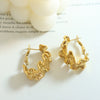 Geometric Pleated Texture 316L Stainless Steel Gold Plated Earrings For Women