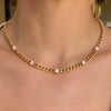 Geometric Pvd Vacuum Gold Plated Stainless Steel Necklace With Zircon Chain And Lobster Clasp For Women