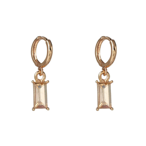 Geometric Rectangular Alloy Earrings With Diamondencrusted Artificial Gemstones For Women