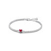 Geometric Red Heart Tennis Racket Motif Sterling Silver Bracelet With Fine Craftsmanship For Unisex Wear