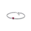 Geometric Red Heart Tennis Racket Motif Sterling Silver Bracelet With Fine Craftsmanship For Unisex Wear