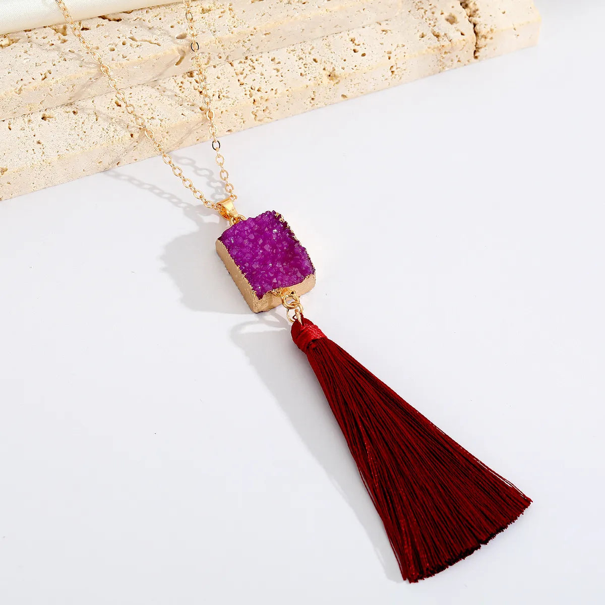 Geometric Resin Necklace Multicolor Pendant Tassel Sweater Chain Autumn And Winter New Chain