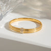 Geometric Rhinestone Stainless Steel Bracelet With Gold Plated Finish Simple Trendy Fashion Jewelry