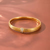 Geometric Rhinestone Stainless Steel Bracelet With Gold Plated Finish Simple Trendy Fashion Jewelry