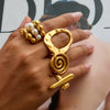 Geometric Ring Titanium Steel Non Fading Light Luxury High End Jewelry Electroplated For Women