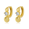 Geometric Round Bead Drop Earrings For Women With Silver Needle And Copper Electroplated Simple Fashion Ear Buckles