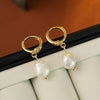 Geometric Round Freshwater Pearl Earrings For Women Alloy Electroplated Gold Plated Fashion Jewelry