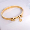 Geometric Round Lettering Love Design Bracelet In Titanium Steel With Electroplated Gold Finish Jewelry