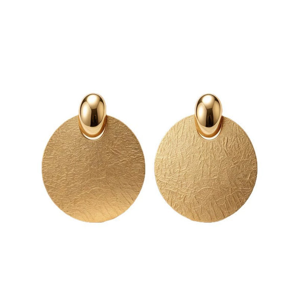 Geometric Round Metal Stud Earrings For Women Plated Ferroalloy Design With Stainless Steel Posts Bold And Elegant Statement Jewelry