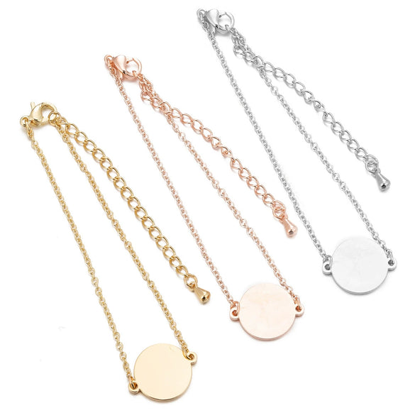 Geometric Round Stainless Steel Bracelet Minimalist Electroplated Jewelry For Women And Unisex Wear