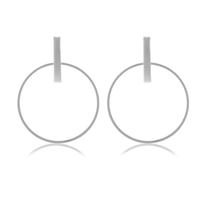 Geometric Round Stud Earrings Temperament Large Circle Women'S Earrings Electroplated Gold Silver Black