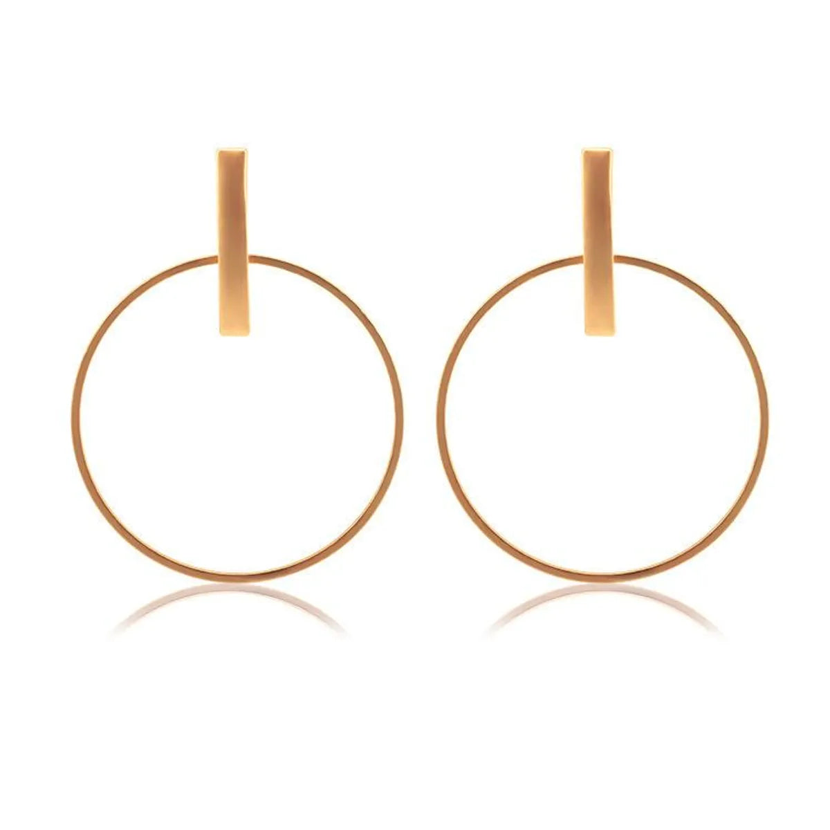 Geometric Round Stud Earrings Temperament Large Circle Women'S Earrings Electroplated Gold Silver Black