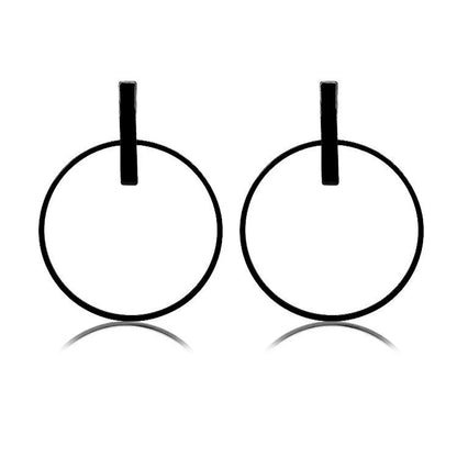 Geometric Round Stud Earrings Temperament Large Circle Women'S Earrings Electroplated Gold Silver Black