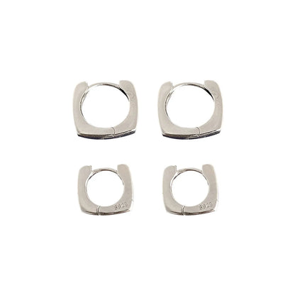 Geometric Smooth Square Silver Earrings Wholesale