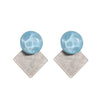 Geometric Sparkling Resin And Plastic Earrings With Contrast Color Stitching And Water Ripple Design S925 Silver Pin