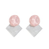 Geometric Sparkling Resin And Plastic Earrings With Contrast Color Stitching And Water Ripple Design S925 Silver Pin