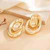 Geometric Spiral Hollow Earrings For Women Irregular Alloy Design With Electroplated Finish And Stainless Steel Ear Posts