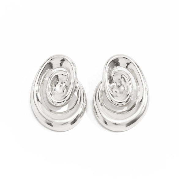 Geometric Spiral Hollow Earrings For Women Irregular Alloy Design With Electroplated Finish And Stainless Steel Ear Posts