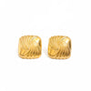 Geometric Square Gold Plated Stainless Steel Stud Earrings With Retro Spiral Line Design For Women
