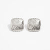 Geometric Square Gold Plated Stainless Steel Stud Earrings With Retro Spiral Line Design For Women