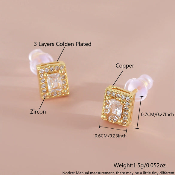 Geometric Square Rectangular Copper Electroplated Earrings For Women And Men