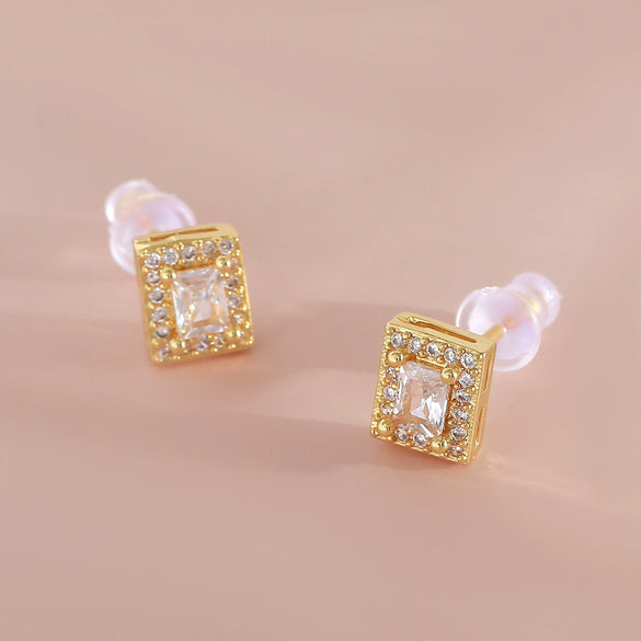 Geometric Square Rectangular Copper Electroplated Earrings For Women And Men