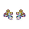 Geometric Square Three Dimensional Fantasy Zircon Earrings In Glass And Glazed Material With Rhombus And Geometric Patterns For Women