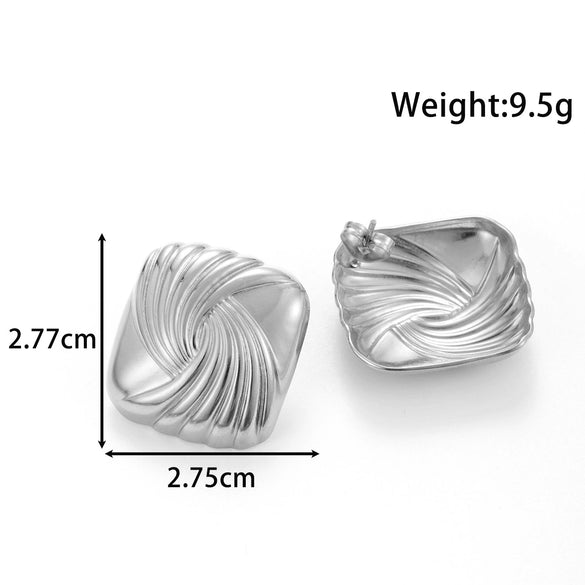 Geometric Square Titanium Steel Earrings For Women With Electroplating