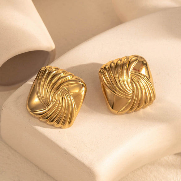 Geometric Square Titanium Steel Earrings For Women With Electroplating