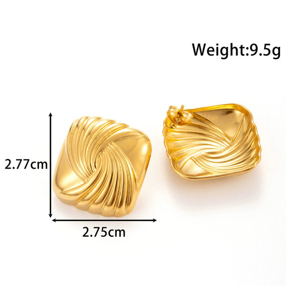 Geometric Square Titanium Steel Earrings For Women With Electroplating
