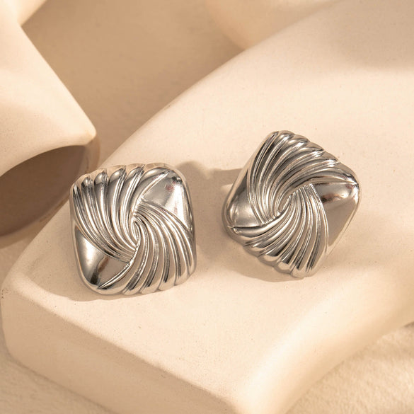 Geometric Square Titanium Steel Earrings For Women With Electroplating