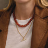 Geometric Stainless Steel Beaded Necklace With Freshwater Pearls And Pvd Gold Plating For Women