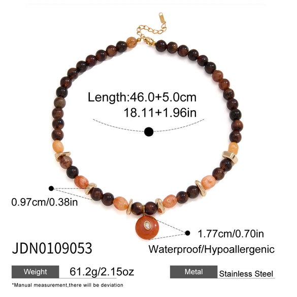 Geometric Stainless Steel Beaded Necklace With Freshwater Pearls And Pvd Gold Plating For Women