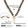 Geometric Stainless Steel Beaded Necklace With Freshwater Pearls And Pvd Gold Plating For Women