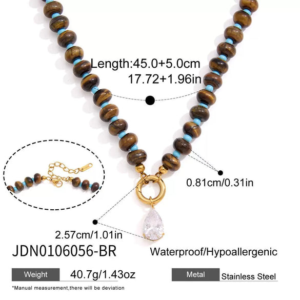Geometric Stainless Steel Beaded Necklace With Freshwater Pearls And Pvd Gold Plating For Women