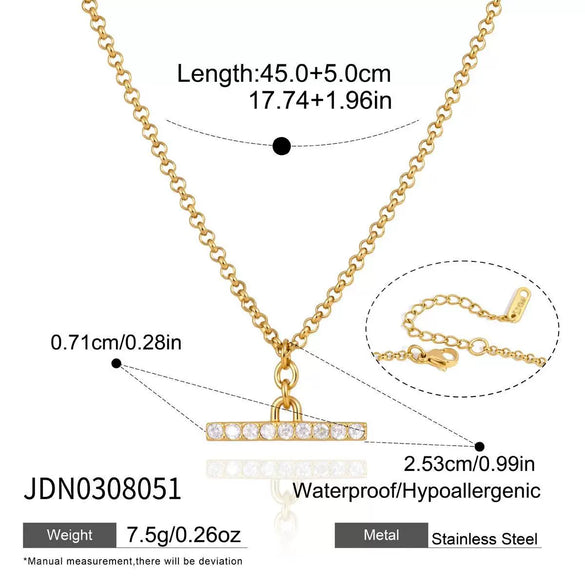 Geometric Stainless Steel Beaded Necklace With Freshwater Pearls And Pvd Gold Plating For Women