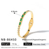 Geometric Stainless Steel Bracelet And Ring Set With Rhinestones Natural Stones And Gold Tone Vacuum Plated Finish