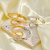 Geometric Stainless Steel Bracelet For Women With Gold Tone Vacuum Plated Finish And Minimalist Versatile Style