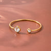 Geometric Stainless Steel Bracelet For Women With Zircon Inlay And 18K Gold Plated Finish Elegant Fashion Jewelry