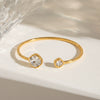 Geometric Stainless Steel Bracelet For Women With Zircon Inlay And 18K Gold Plated Finish Elegant Fashion Jewelry