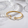 Geometric Stainless Steel Bracelet For Women With Zircon Inlay And 18K Gold Plated Finish Elegant Fashion Jewelry