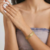 Geometric Stainless Steel Bracelet With Gold Tone Vacuum Electroplated Finish For Women