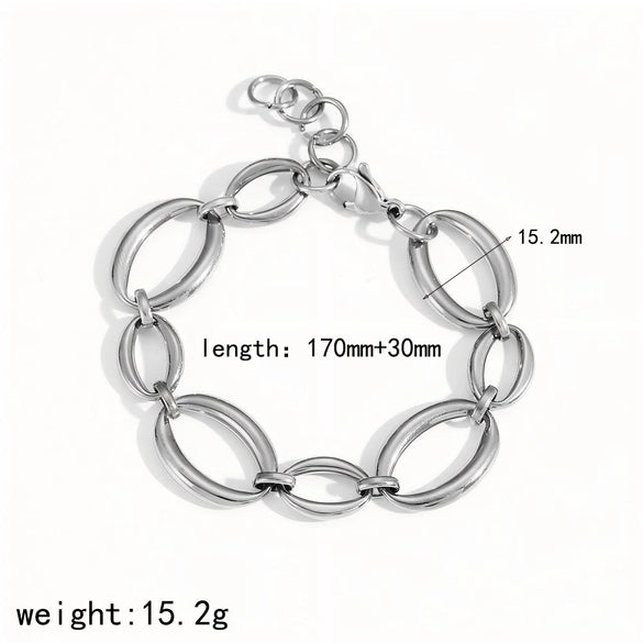 Geometric Stainless Steel Bracelet With Splicing Large And Small Round Shapes 18K Goldplated